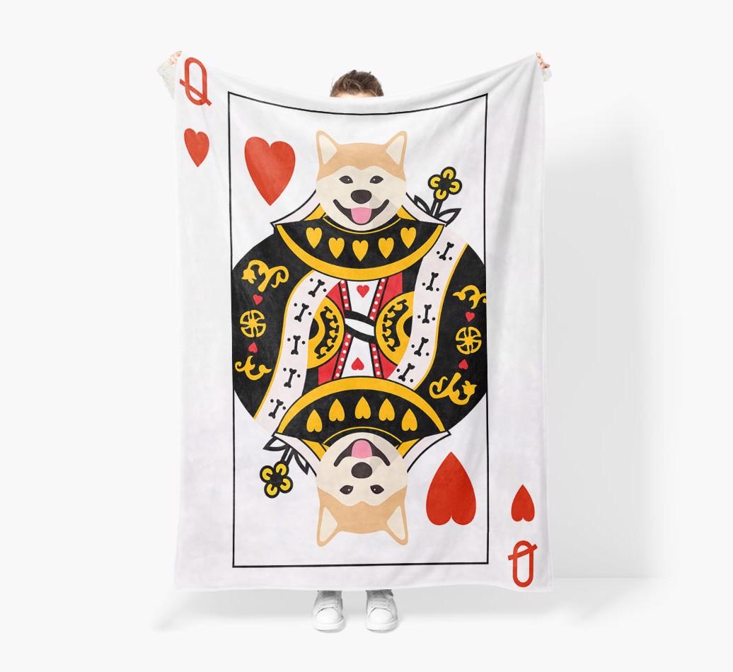 'Queen of Hearts' - Personalized {breedFullName} Blanket: Premium Sherpa Fleece