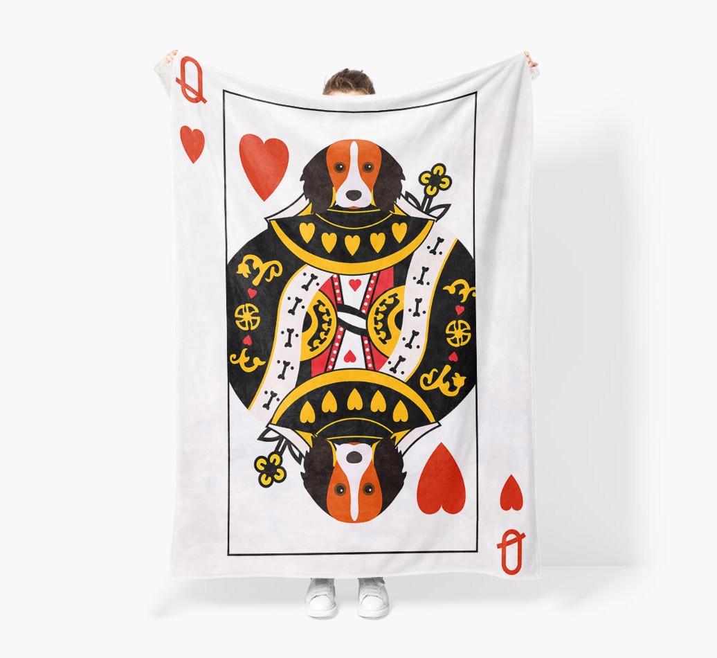 'Queen of Hearts' - Personalized {breedFullName} Blanket: Premium Sherpa Fleece