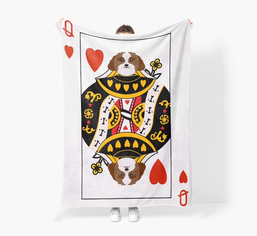 'Queen of Hearts' - Personalized {breedFullName} Blanket: Premium Sherpa Fleece