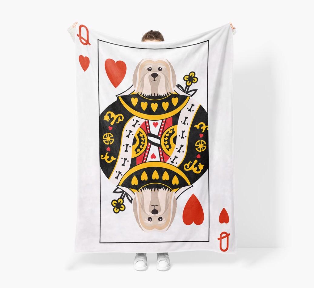 'Queen of Hearts' - Personalized {breedFullName} Blanket: Premium Sherpa Fleece