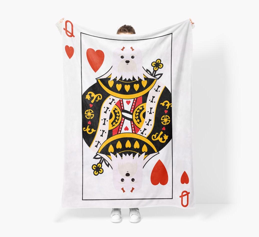 'Queen of Hearts' - Personalized {breedFullName} Blanket: Premium Sherpa Fleece