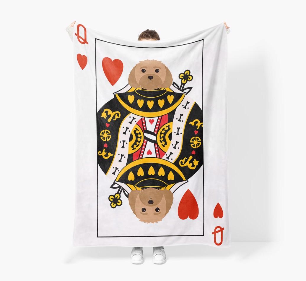 'Queen of Hearts' - Personalized {breedFullName} Blanket: Premium Sherpa Fleece