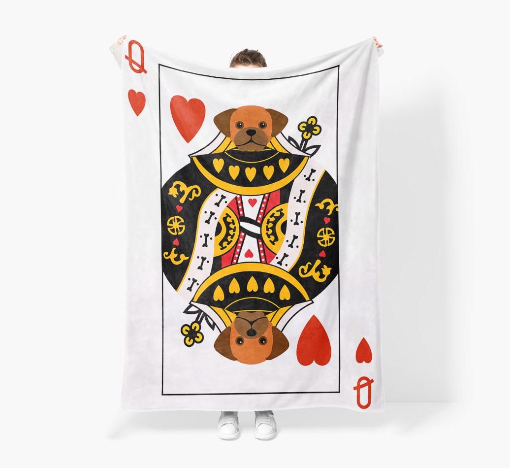 'Queen of Hearts' - Personalized {breedFullName} Blanket: Premium Sherpa Fleece