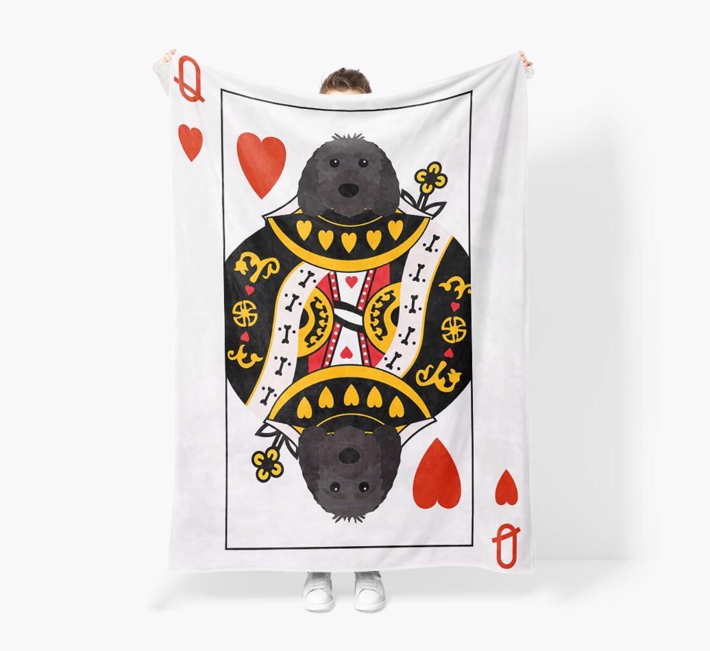 'Queen of Hearts' - Personalized {breedFullName} Blanket: Premium Sherpa Fleece