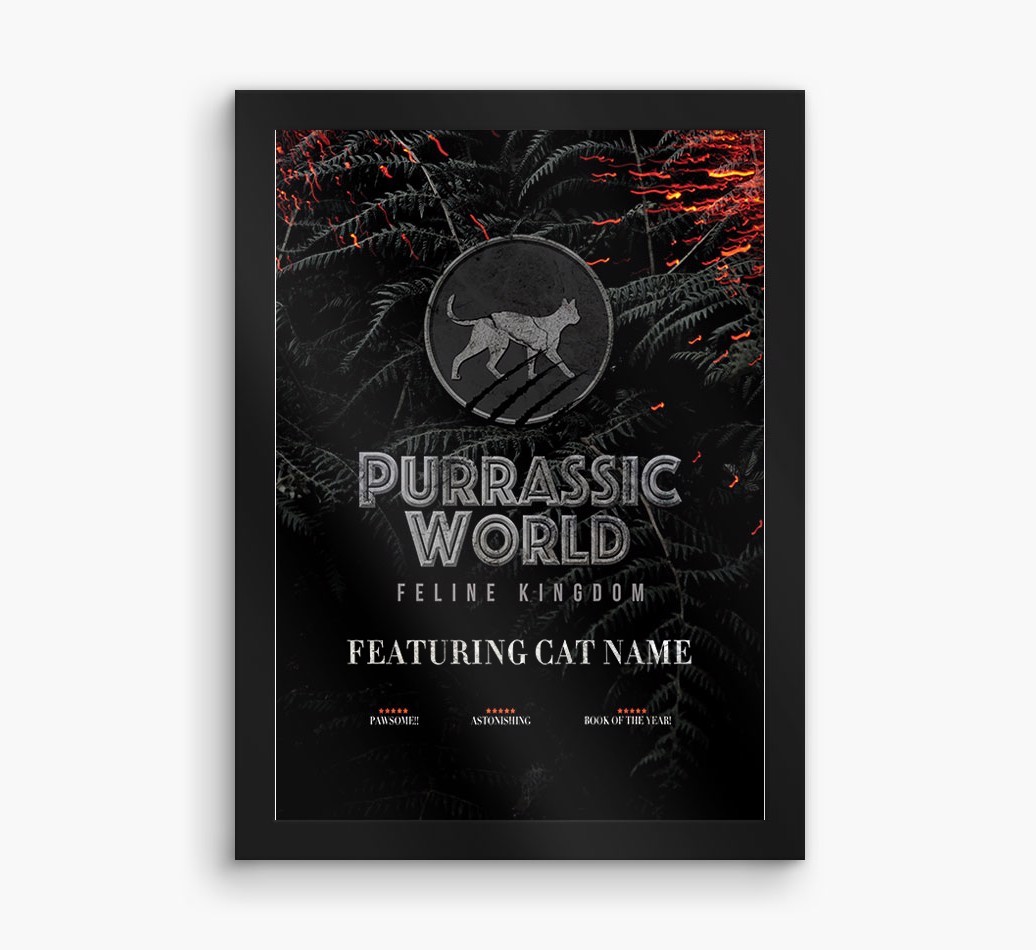 'Purrassic World' Personalised {breedFullName} Framed Print