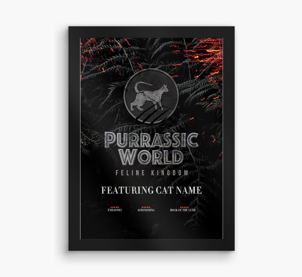 'Purrassic World' Personalised {breedFullName} Framed Print