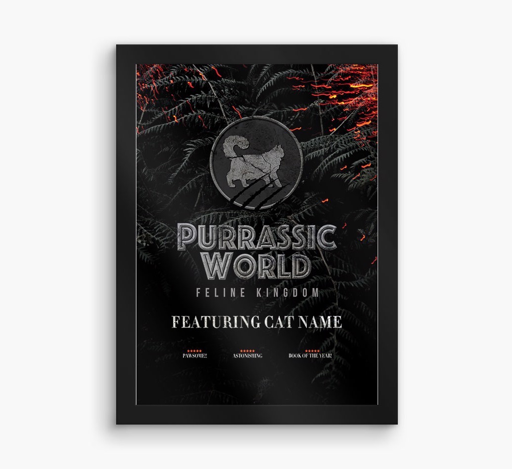 'Purrassic World' Personalised {breedFullName} Framed Print