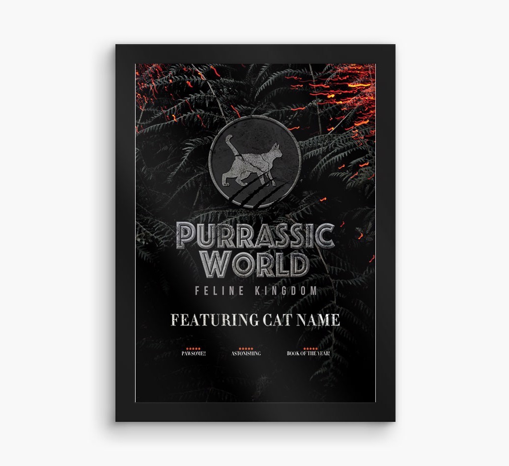 'Purrassic World' Personalised {breedFullName} Framed Print
