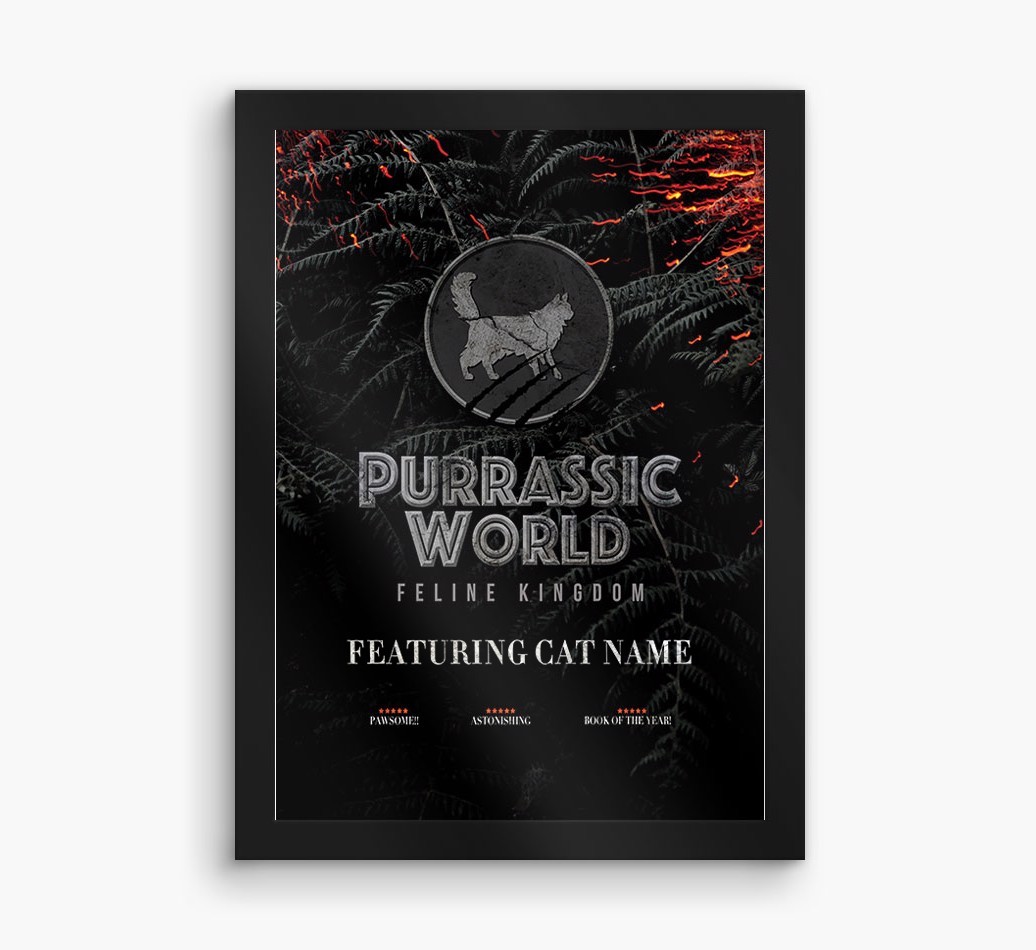 'Purrassic World' Personalised {breedFullName} Framed Print