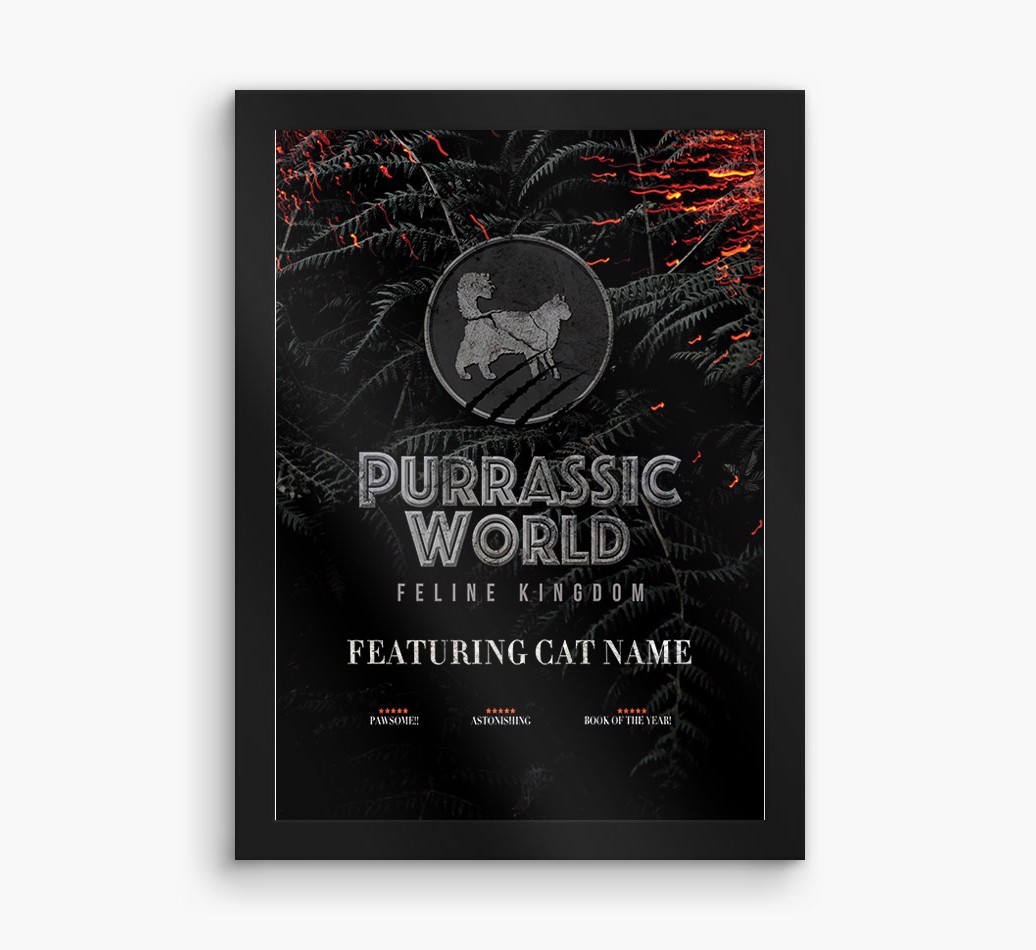 'Purrassic World' Personalised {breedFullName} Framed Print