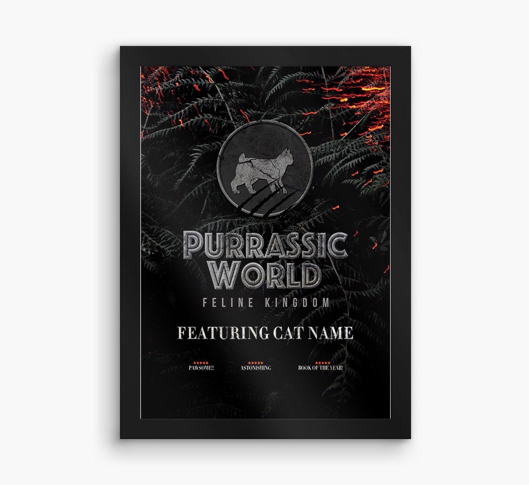 'Purrassic World' Personalised {breedFullName} Framed Print