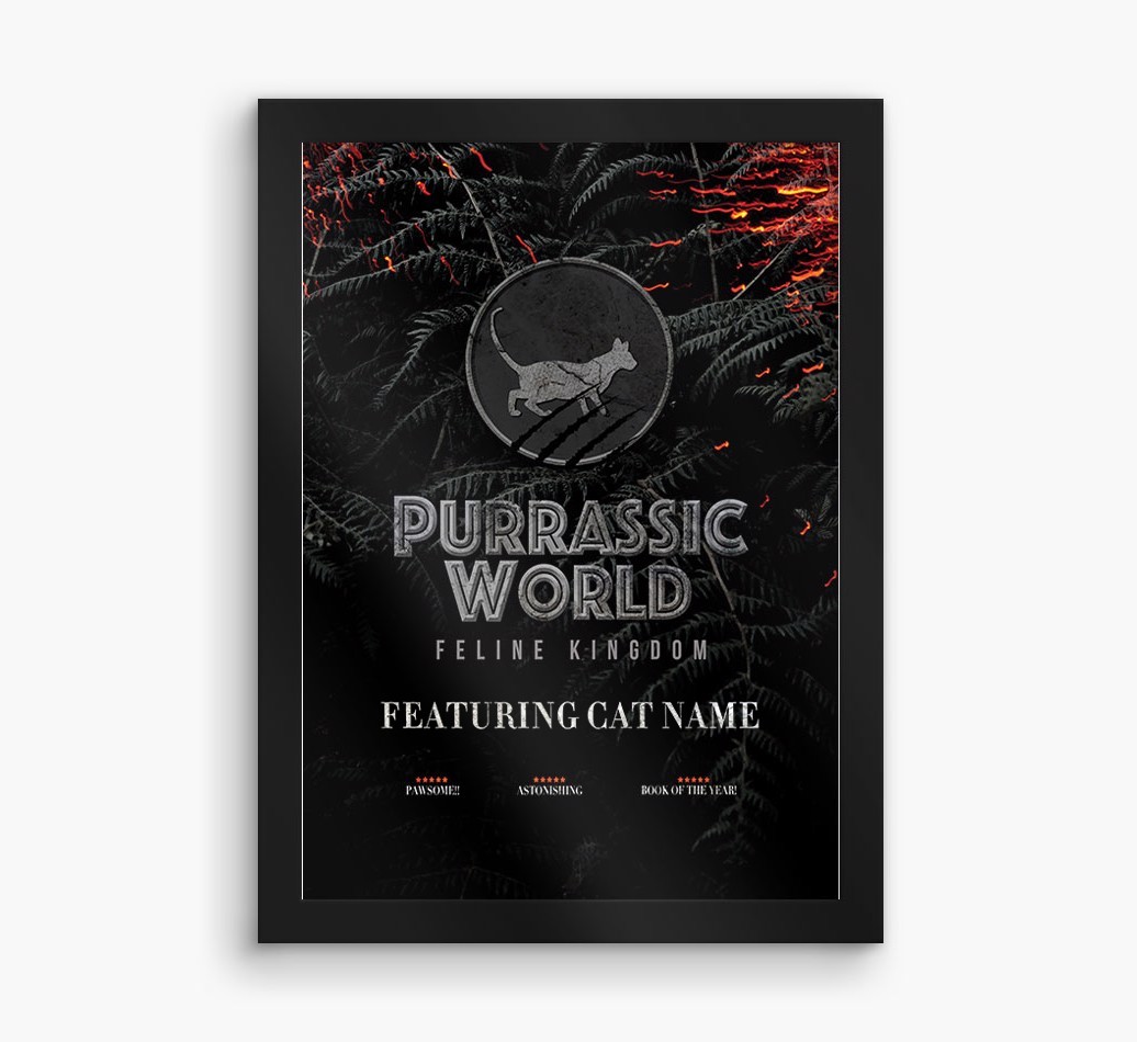 'Purrassic World' Personalised {breedFullName} Framed Print