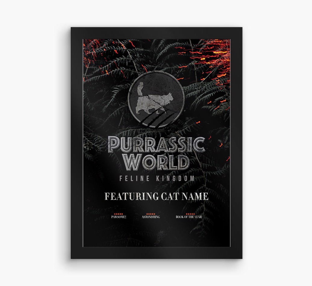 'Purrassic World' Personalised {breedFullName} Framed Print