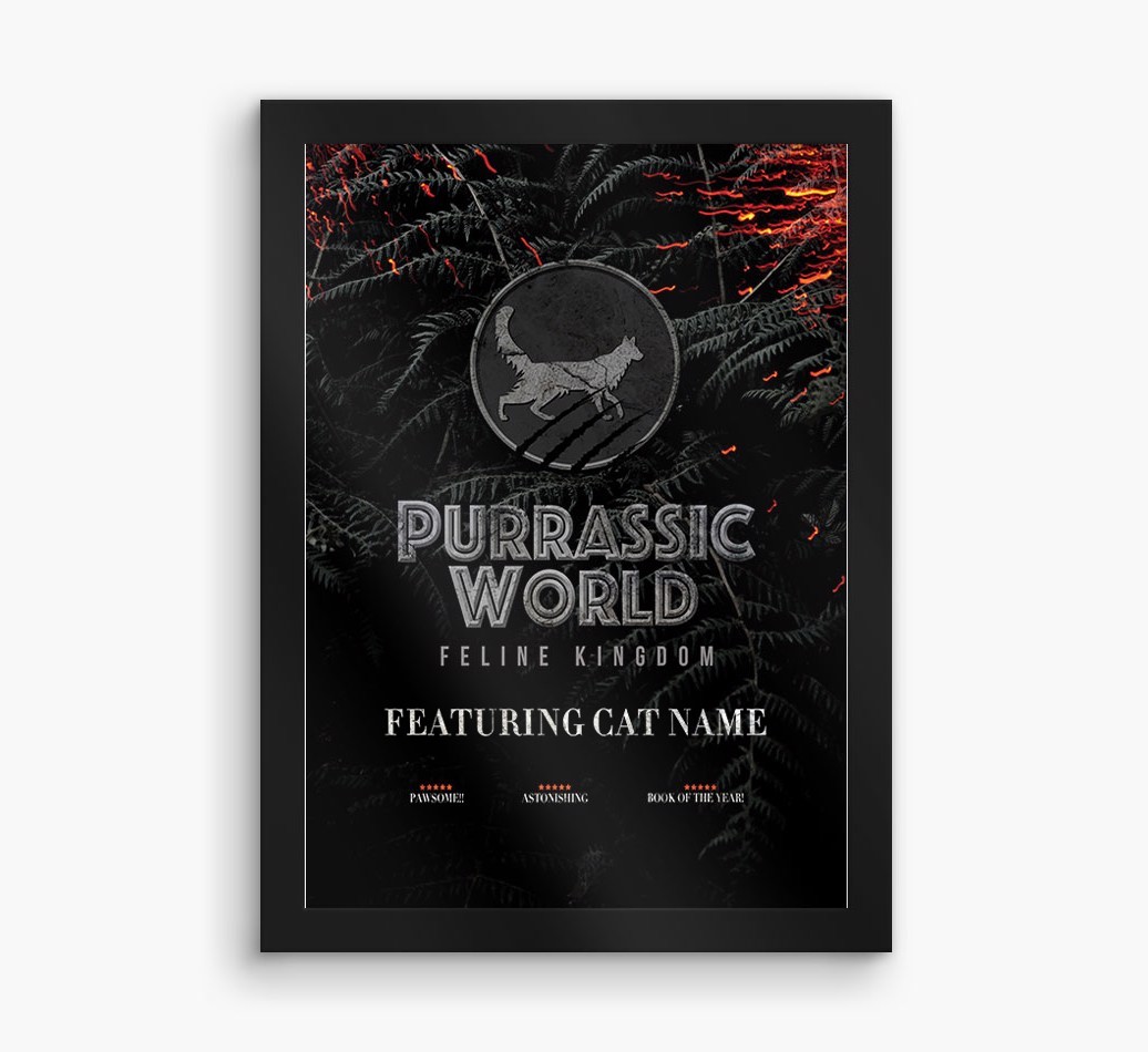 'Purrassic World' Personalised {breedFullName} Framed Print