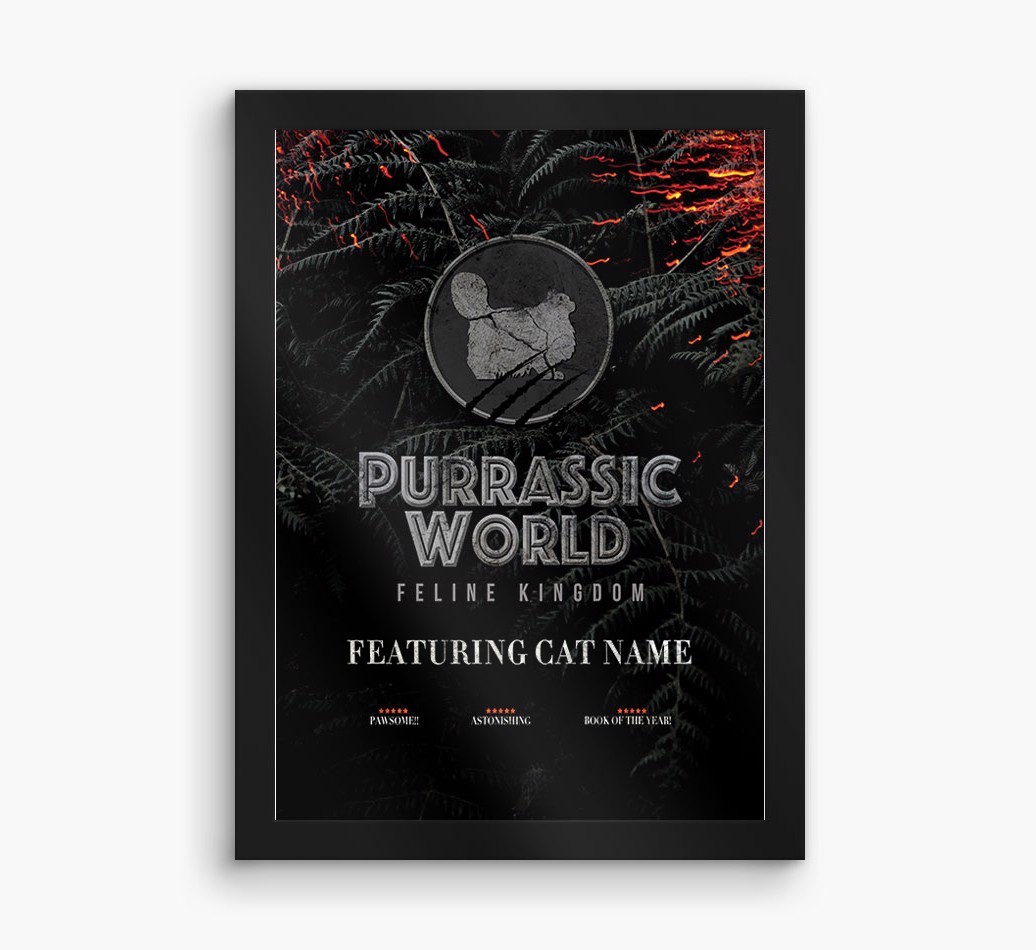 'Purrassic World' Personalised {breedFullName} Framed Print