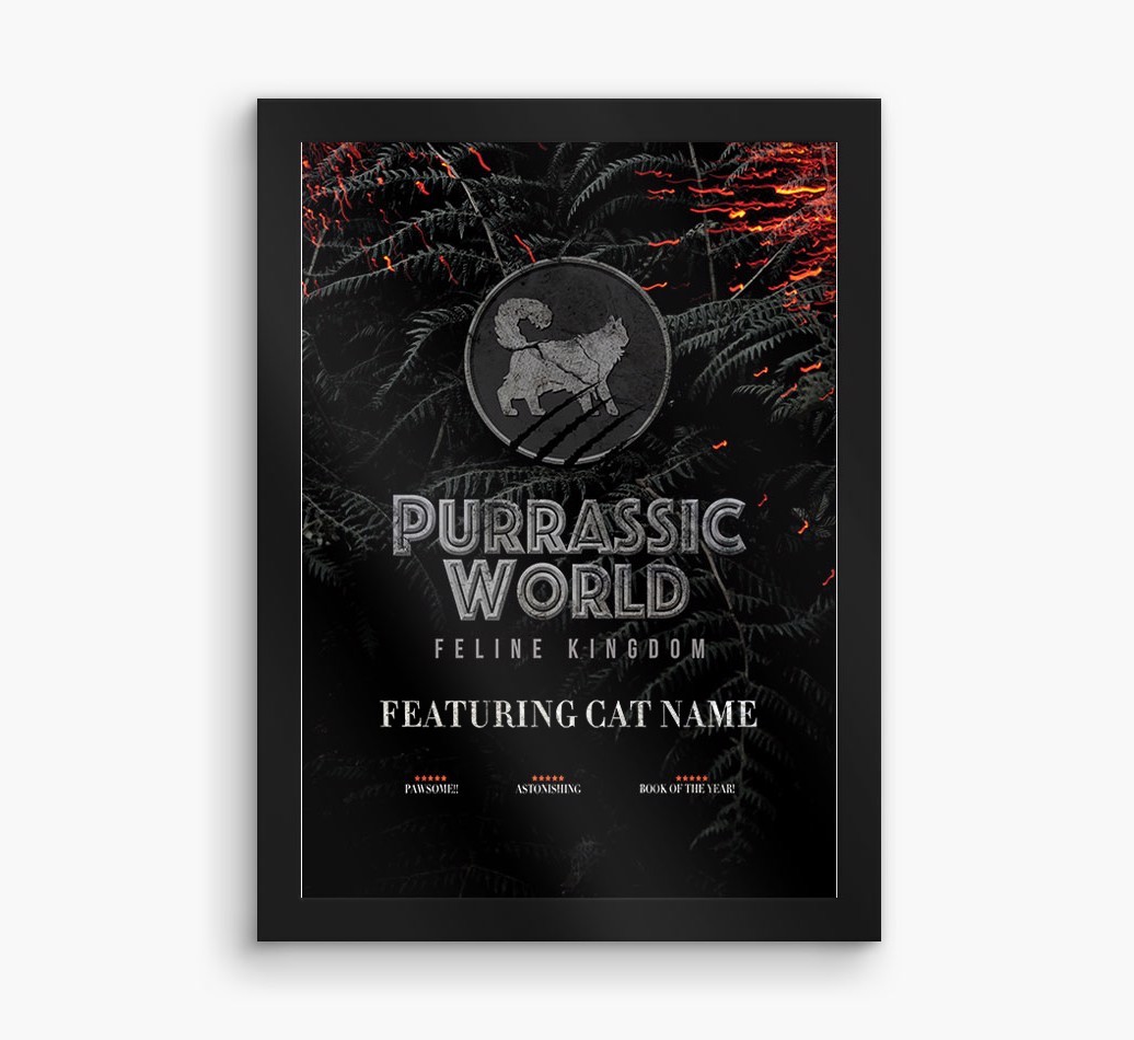 'Purrassic World' Personalised {breedFullName} Framed Print