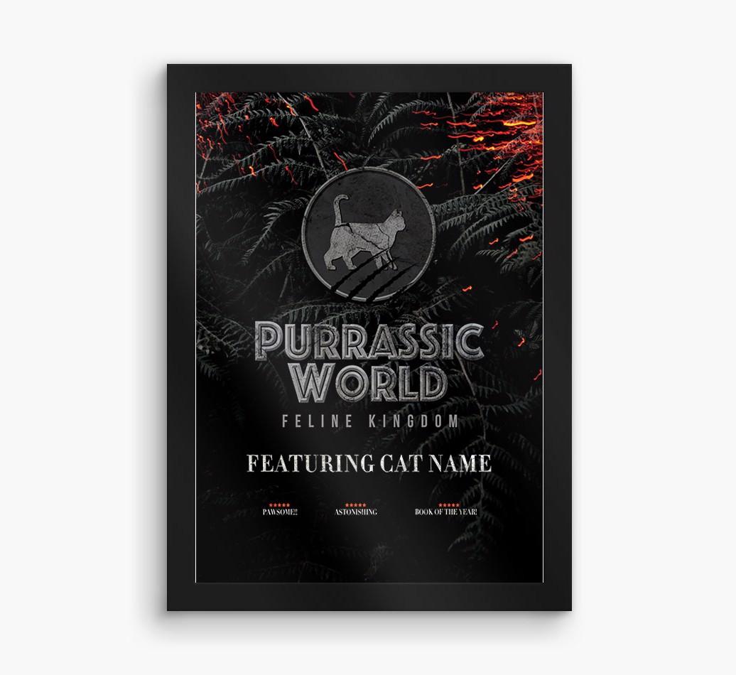 'Purrassic World' Personalized {breedFullName} Framed Print