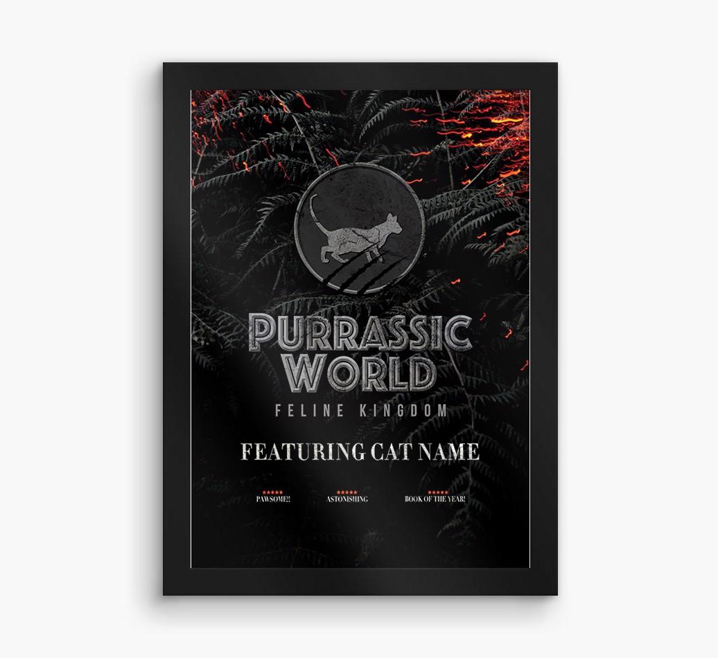 'Purrassic World' Personalized {breedFullName} Framed Print