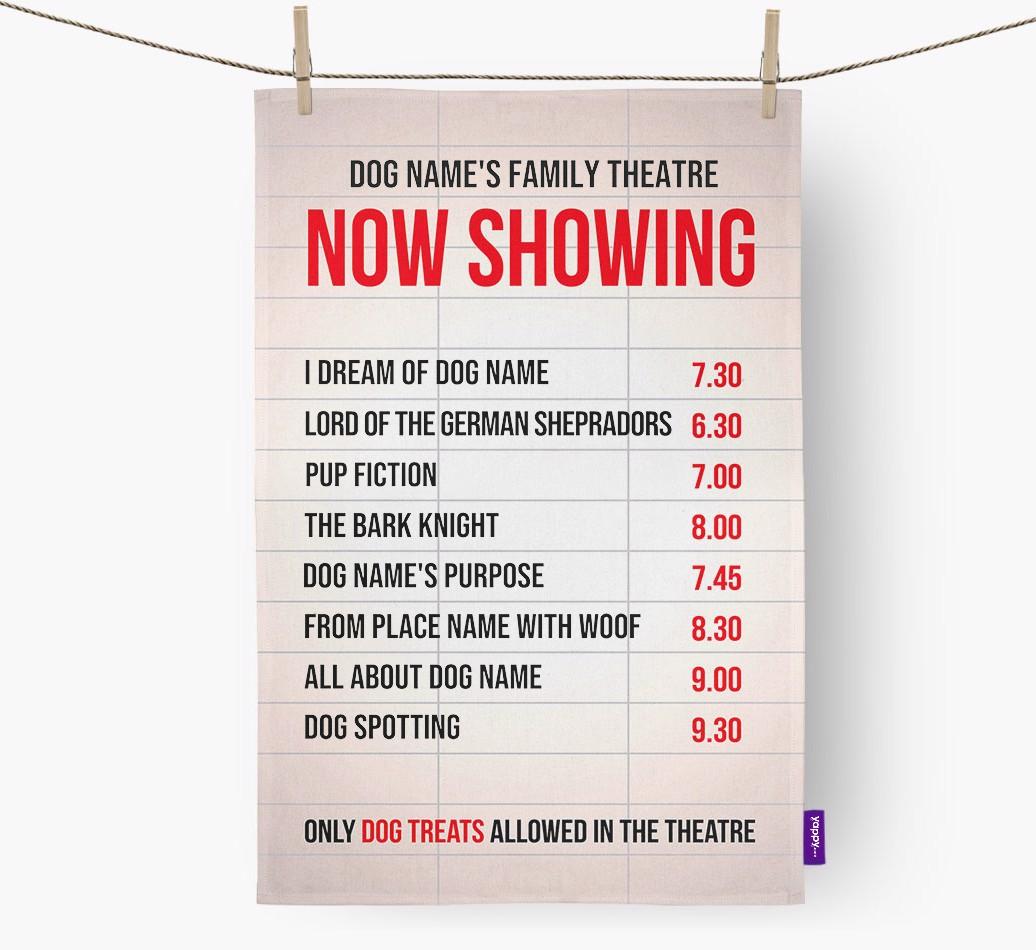 'Cinema Sign' - Personalized {breedFullName} Dish Towel