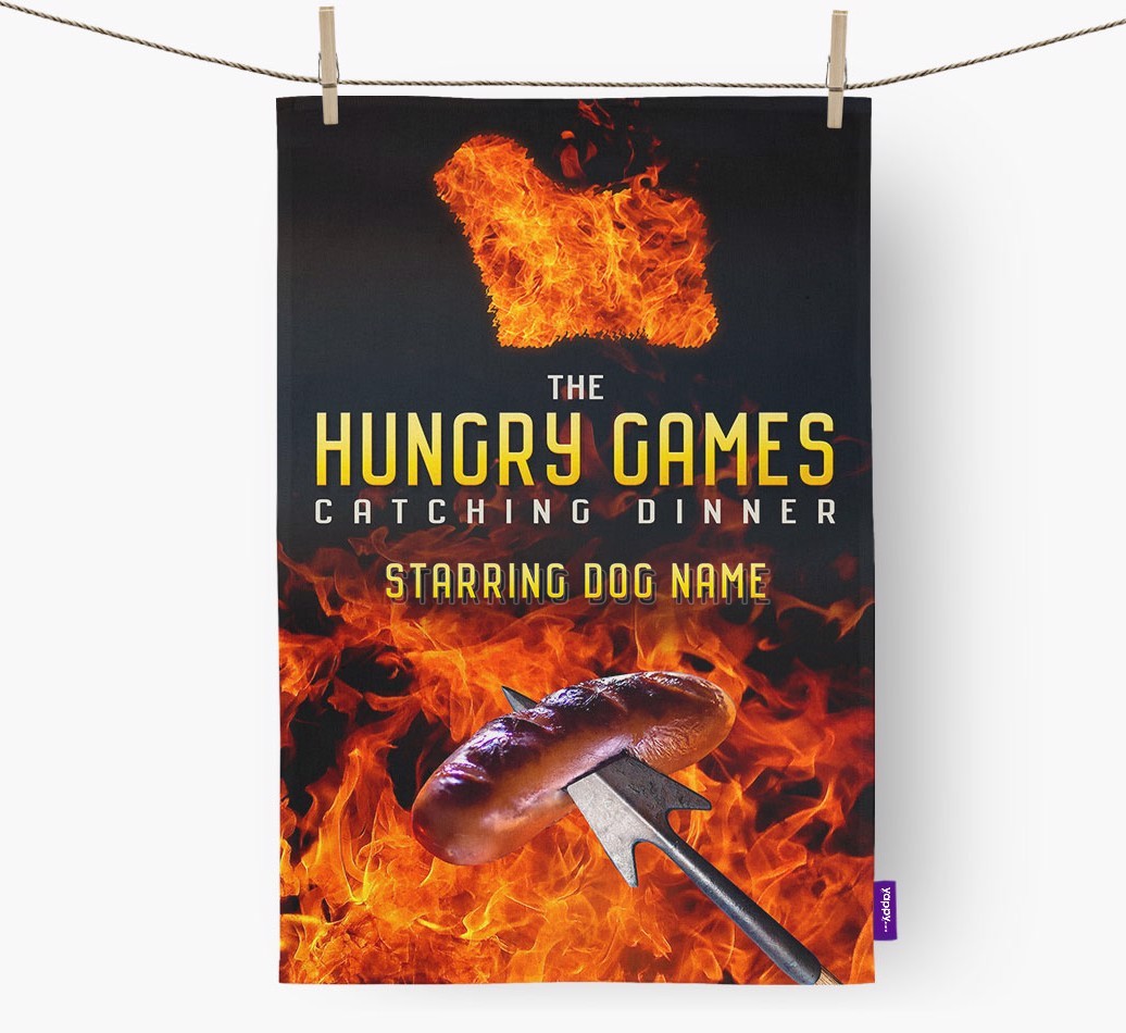 'The Hungry Games' - Personalised {breedFullName} Tea Towel