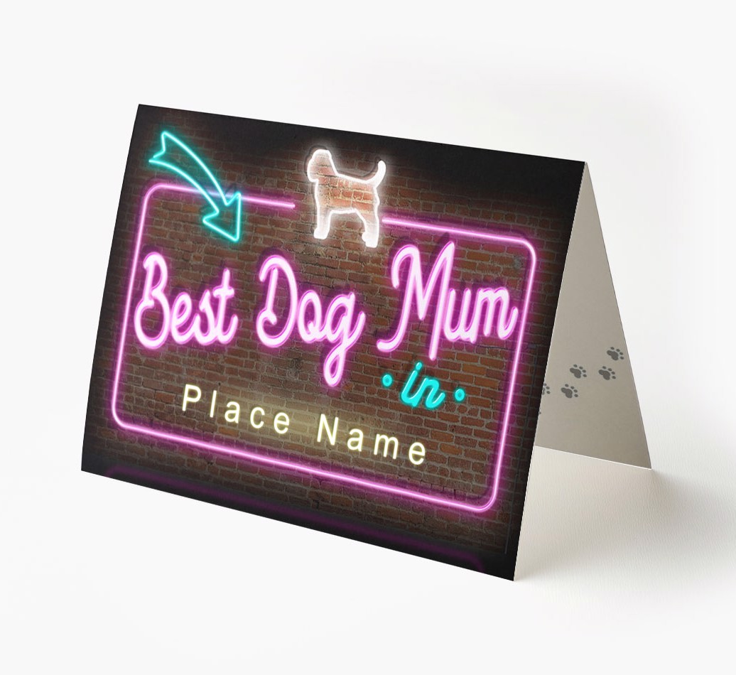 'Best Dog Mum in Neon Lights' - Personalised {breedFullName} Card