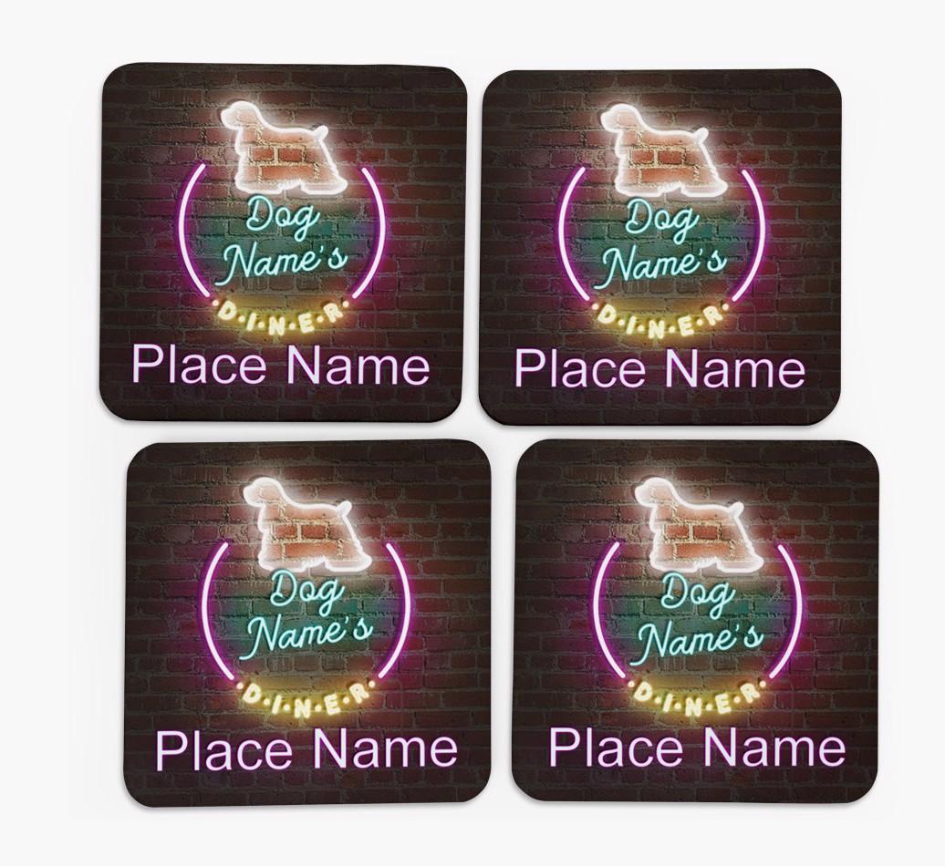 'Neon Lights Diner' - Personalized {breedFullName} Coasters