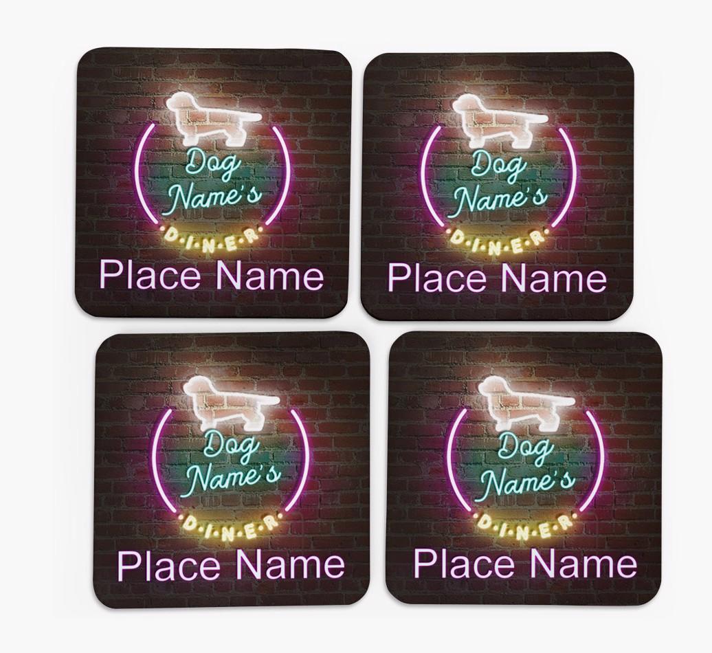 'Neon Lights Diner' - Personalized {breedFullName} Coasters