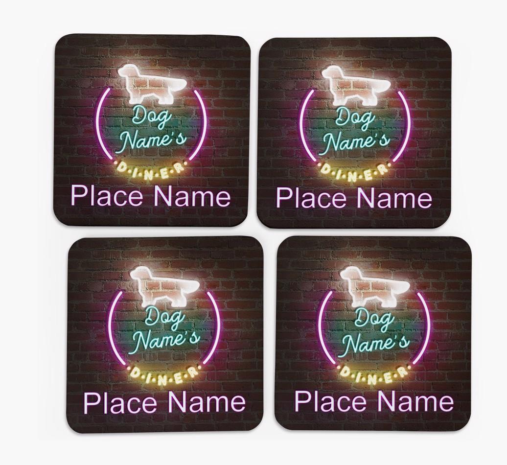 'Neon Lights Diner' - Personalized {breedFullName} Coasters