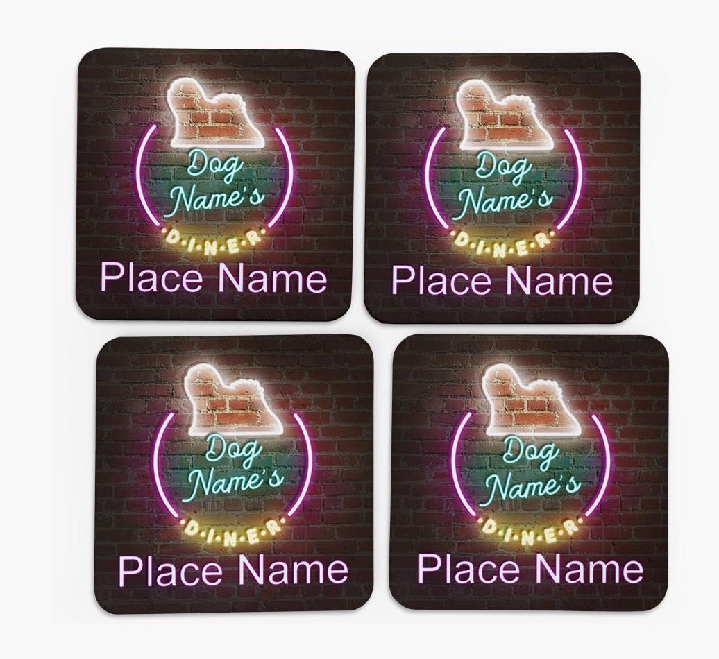 'Neon Lights Diner' - Personalized {breedFullName} Coasters