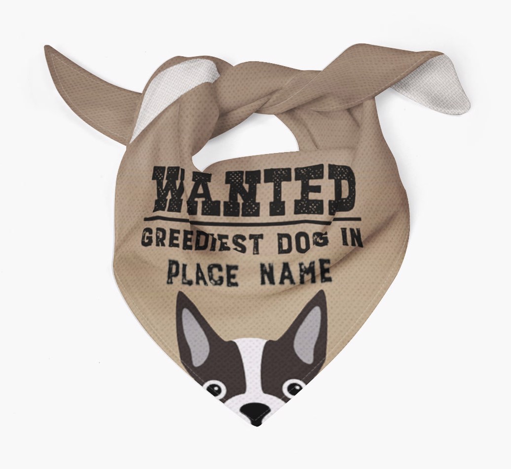 'Wanted' - Personalised {breedFullName} Bandana