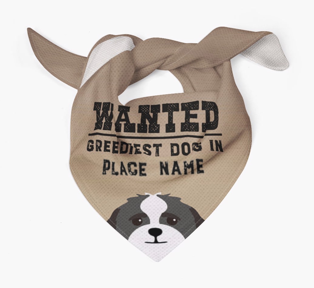 'Wanted' - Personalised {breedFullName} Bandana