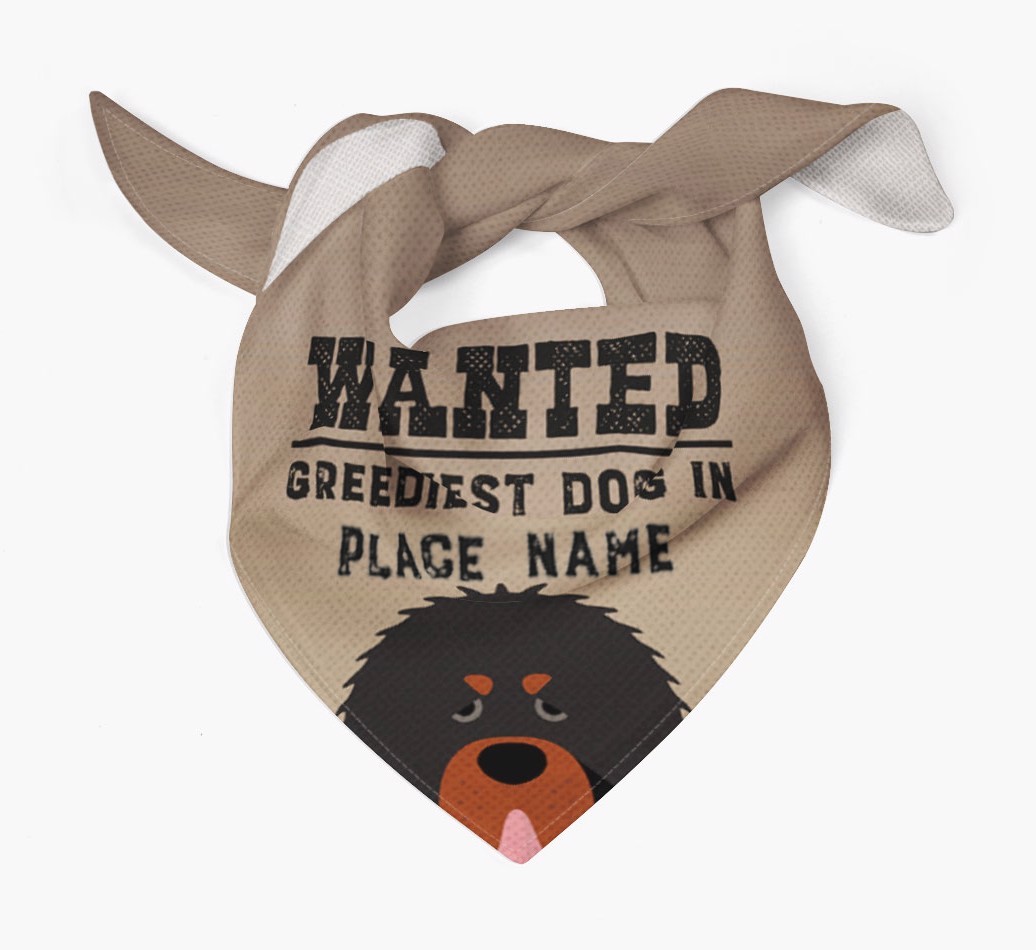 'Wanted' - Personalised {breedFullName} Bandana