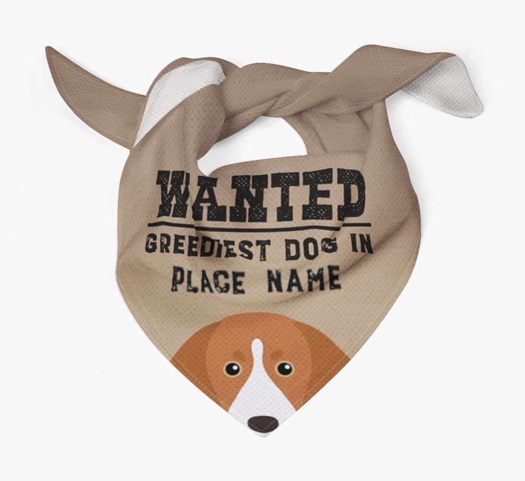'Wanted' - Personalised {breedFullName} Bandana
