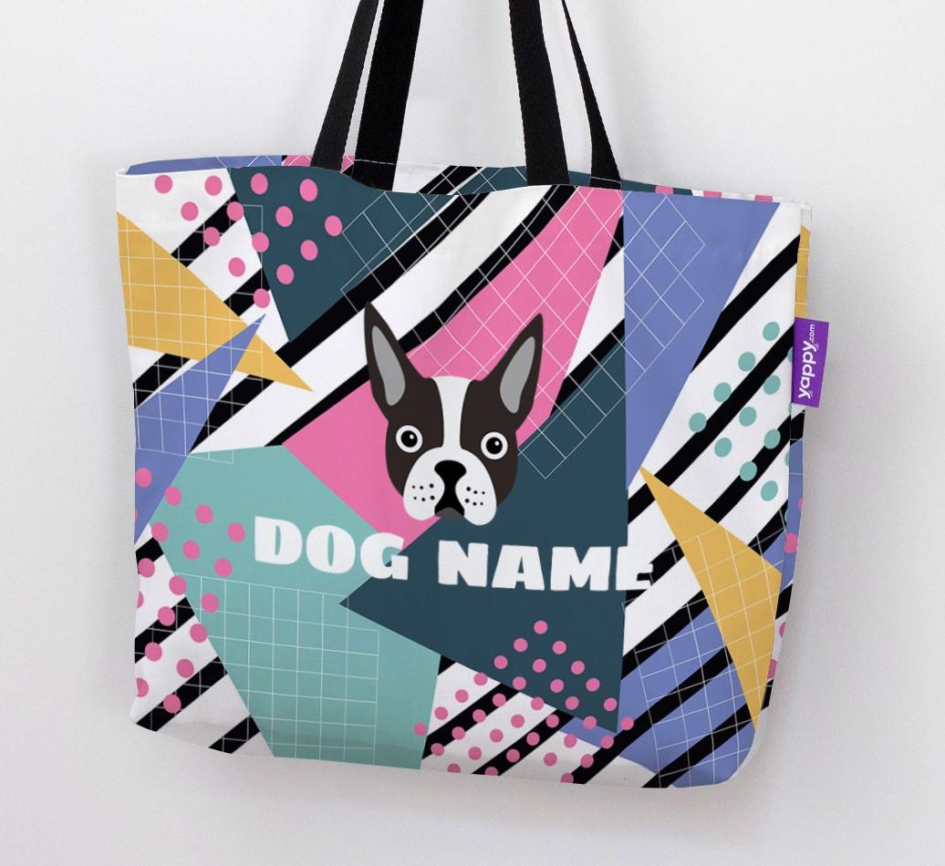 Retro Pattern: Personalized {breedFullName} Canvas Bag