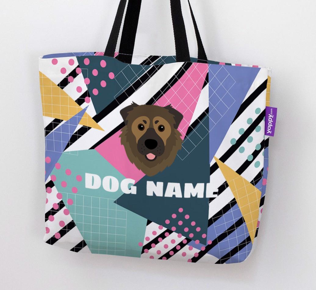 Retro Pattern: Personalized {breedFullName} Canvas Bag
