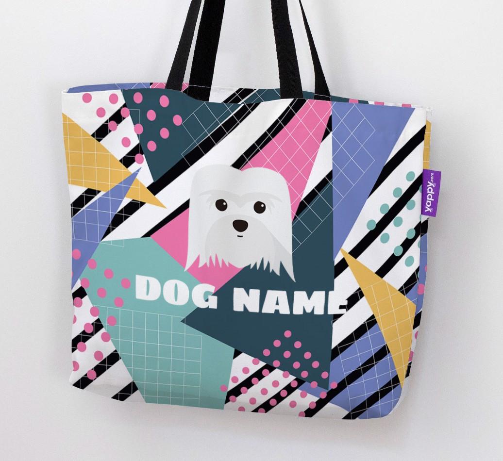 Retro Pattern: Personalized {breedFullName} Canvas Bag