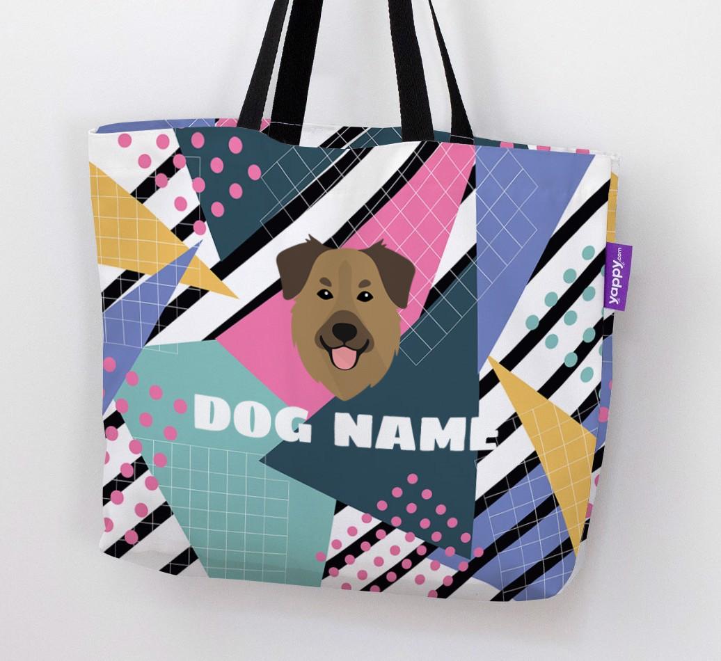 Retro Pattern: Personalized {breedFullName} Canvas Bag