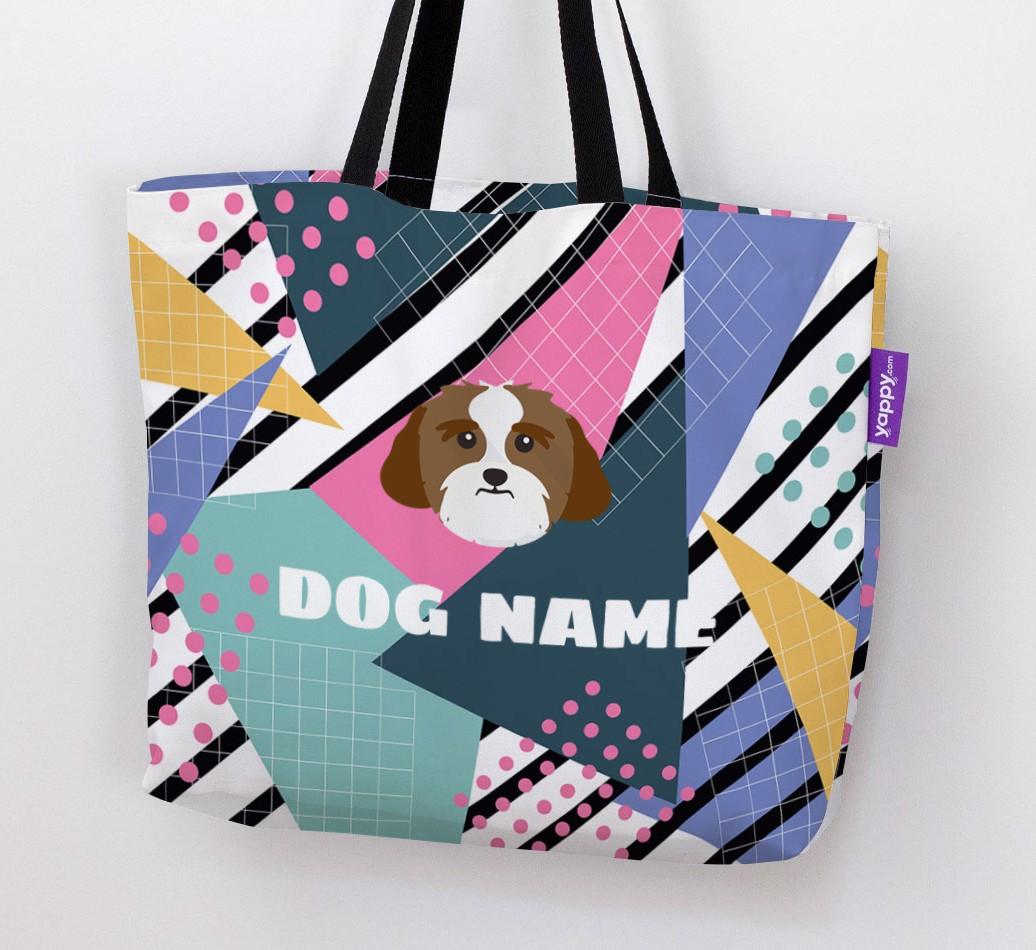Retro Pattern: Personalized {breedFullName} Canvas Bag