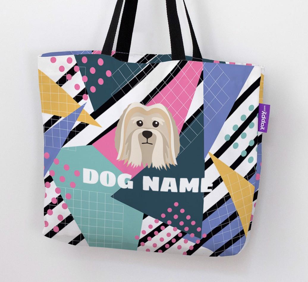 Retro Pattern: Personalized {breedFullName} Canvas Bag