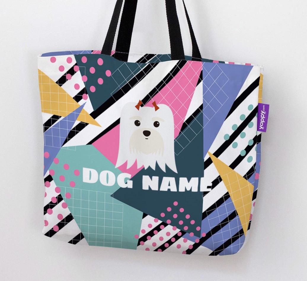 Retro Pattern: Personalized {breedFullName} Canvas Bag