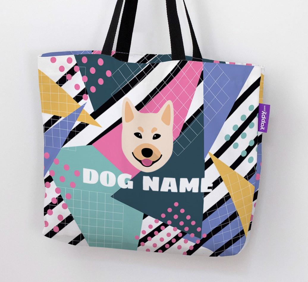 Retro Pattern: Personalized {breedFullName} Canvas Bag