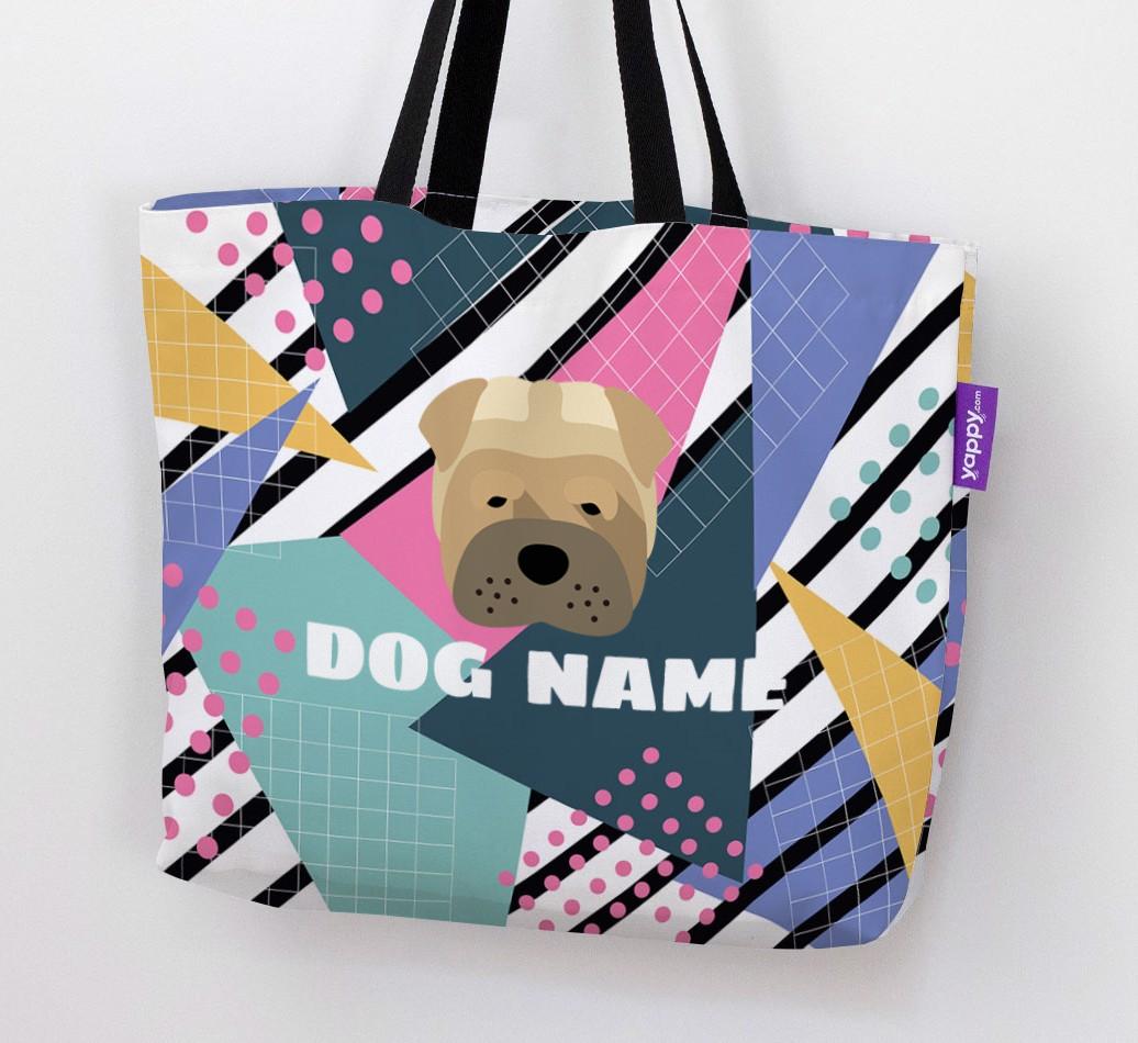 Retro Pattern: Personalized {breedFullName} Canvas Bag