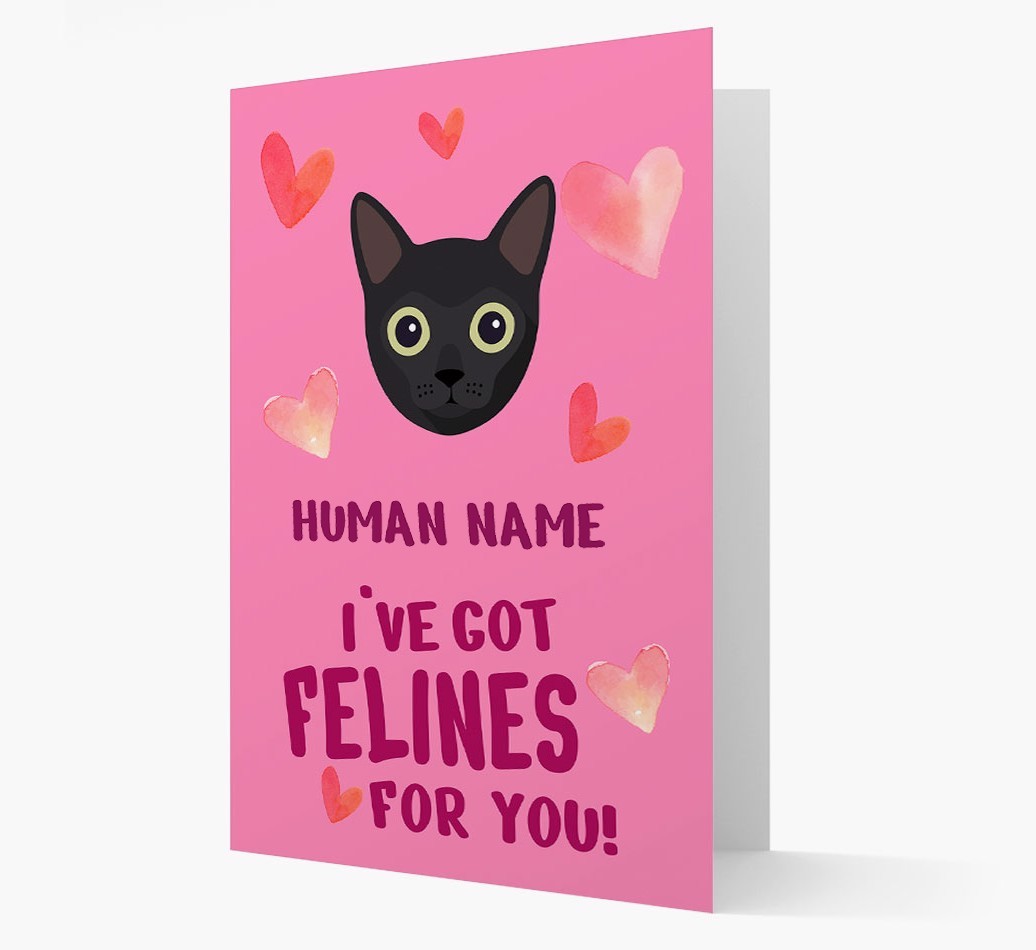 'Felines For You' - Personalised {breedCommonName} Card