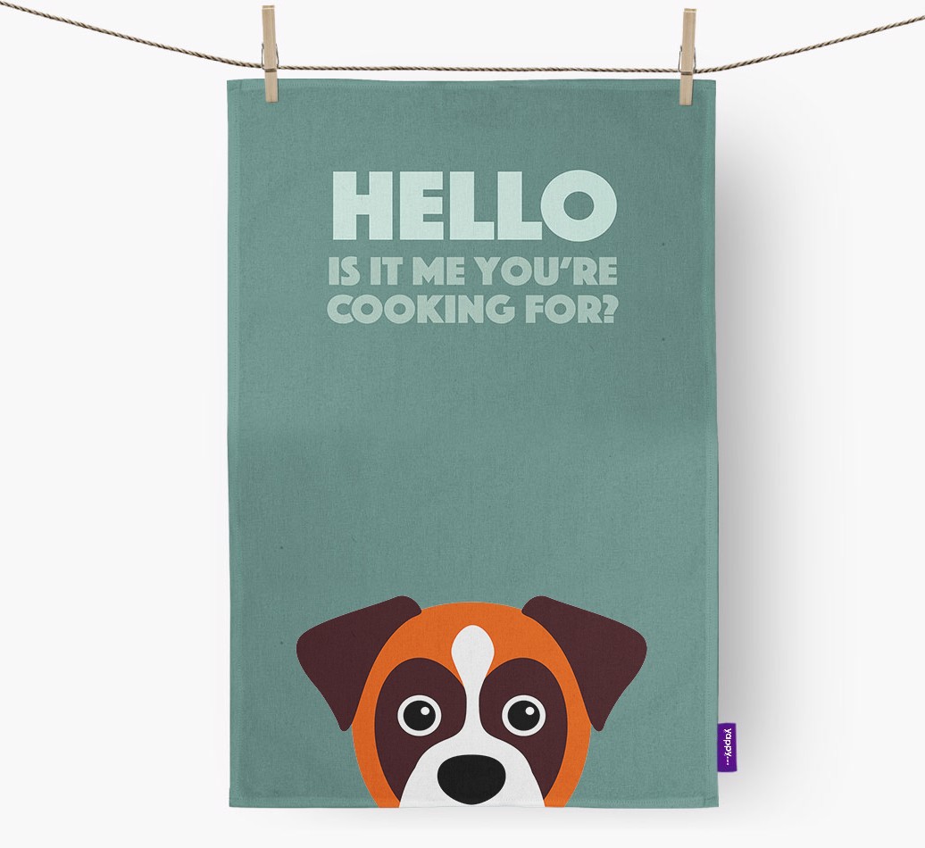 'Cooking For' - Personalised {breedFullName} Tea Towel