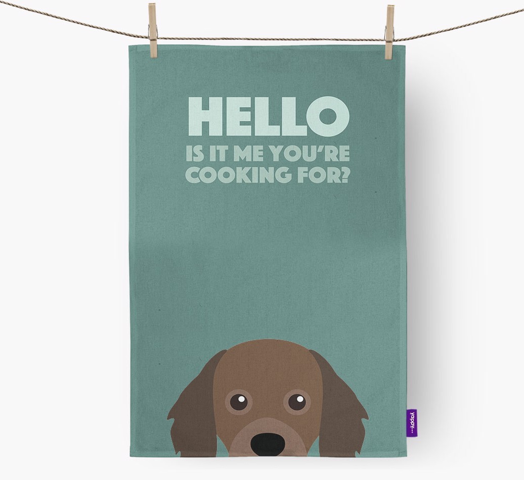 'Cooking For' - Personalised {breedFullName} Tea Towel