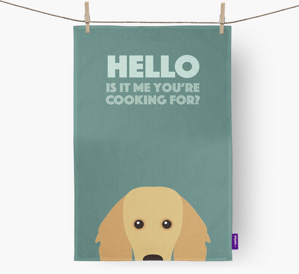 'Cooking For' - Personalised {breedFullName} Tea Towel