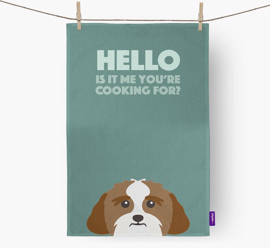 'Cooking For' - Personalised {breedFullName} Tea Towel