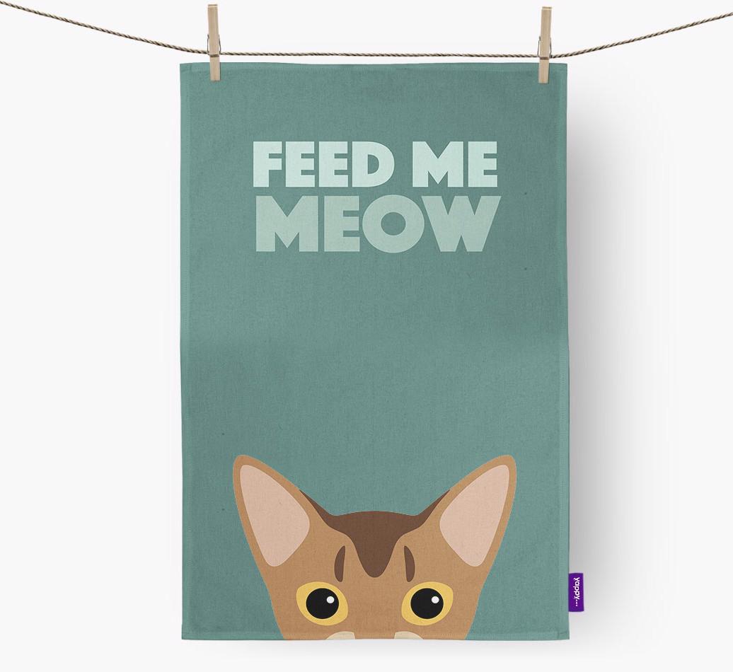'Feed Me Meow' - Personalized {breedCommonName} Dish Towel