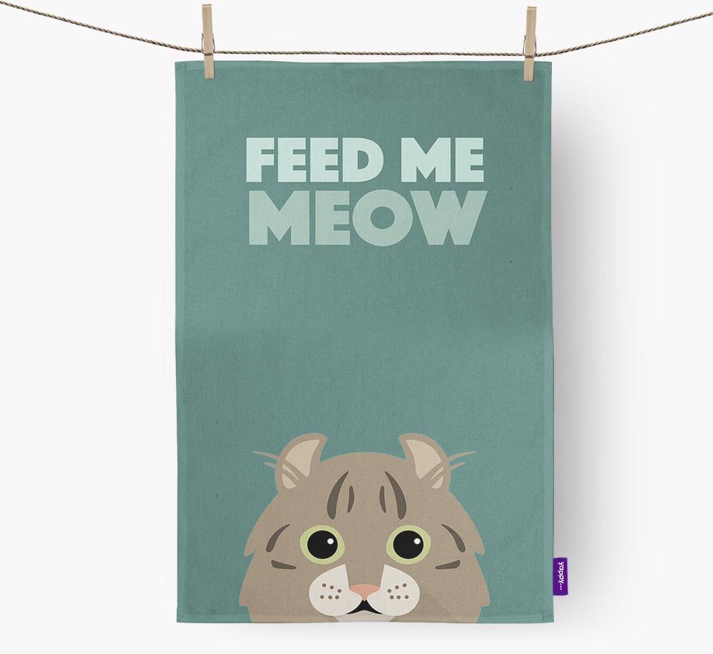 'Feed Me Meow' - Personalized {breedCommonName} Dish Towel