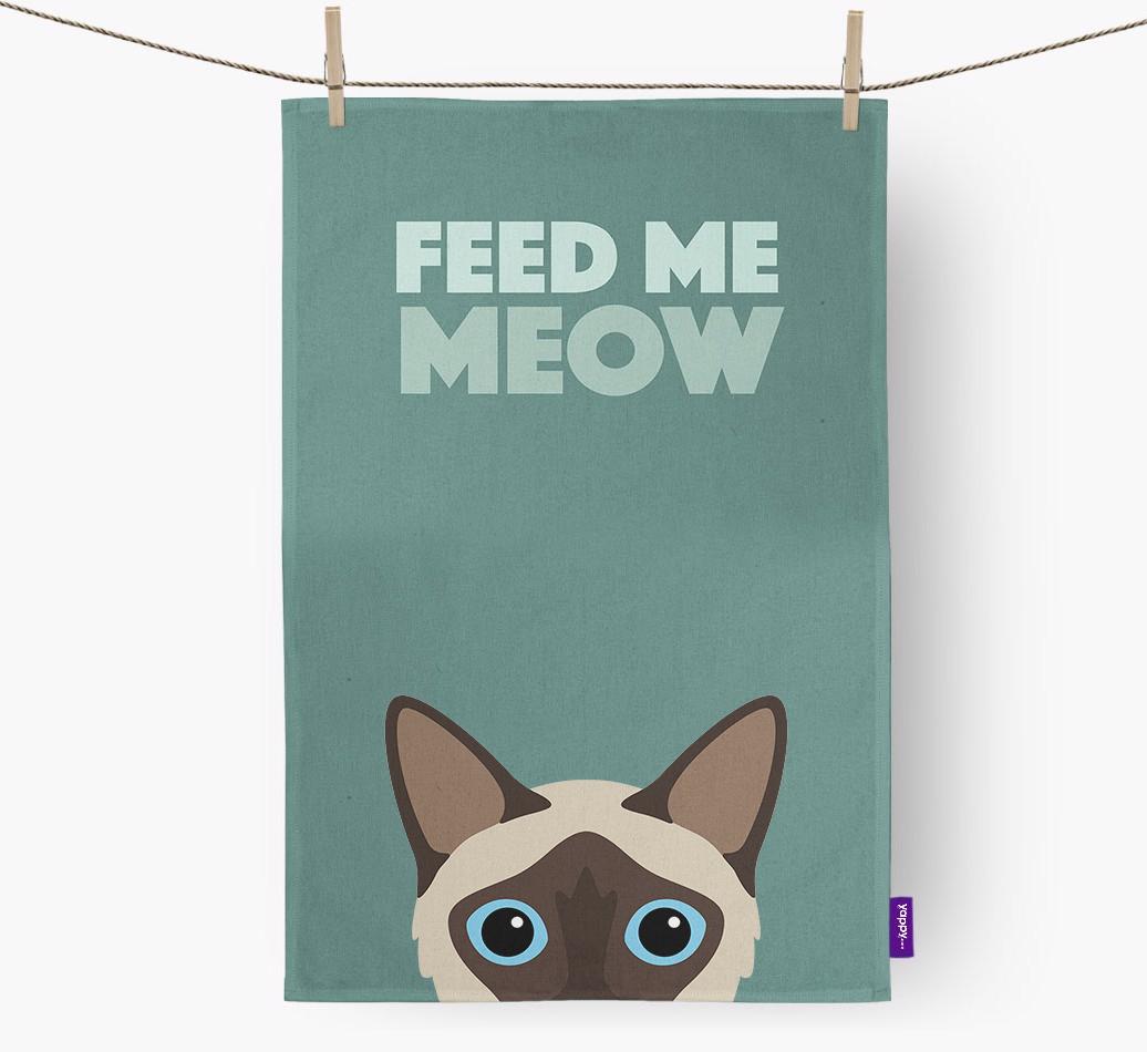 'Feed Me Meow' - Personalized {breedCommonName} Dish Towel